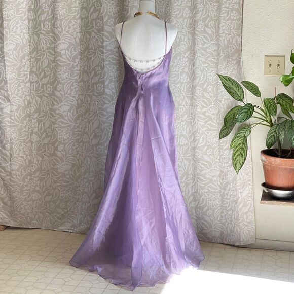 NWT Vintage 90’s Scott McClintock Purple Taffeta Beaded Gown Prom Dress Size 4 - Picture 2 of 12
